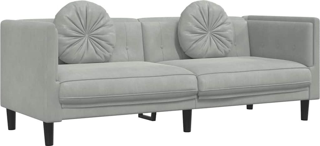 vidaXL Canapé 3 places avec coussins gris clair velours Image du produit 