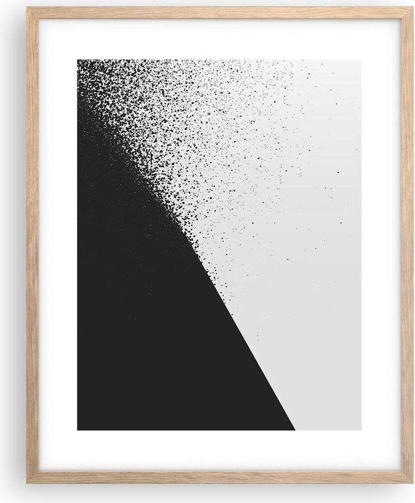 Gerahmtes Poster - Rahmen in heller Eiche - Schwarzweiß Hintergrund Geometrie - 40x50 cm - Wand Bild - Wanddeko - Wandbilder - Kunstposter - Wandp...