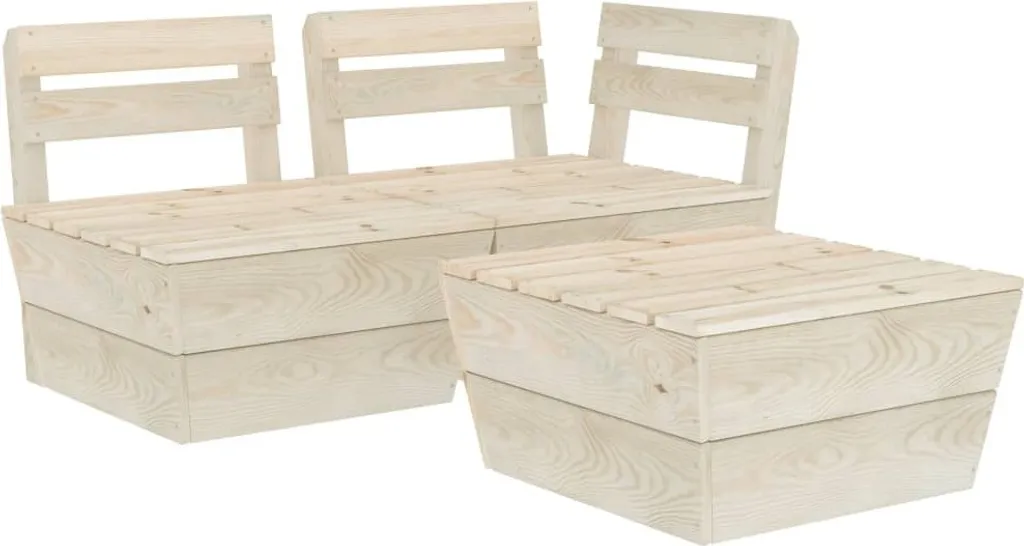 Set Salotto Pallet 3 Pezzi Abete Impregnato - Arredo Patio Luxury