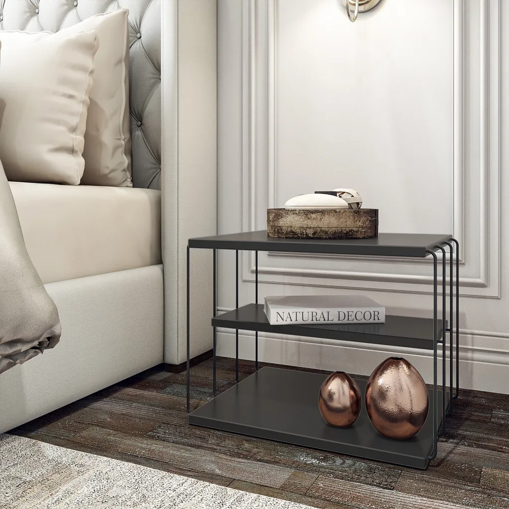 Table d'appoint Lifon Anthracite Skye Decor, bout de canapé 50x33cm