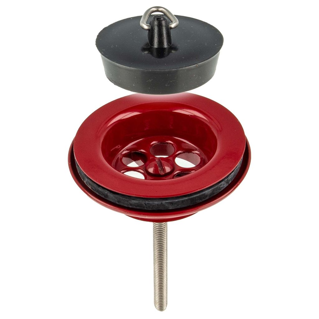 tecuro Universal Ablaufventil rot RAL 3003, 1 1/4 Zoll - Produktbild 