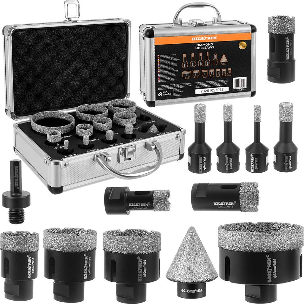 Jeu de scies cloches diamantées M14 – 6–68 mm, 13 pièces Image du produit 