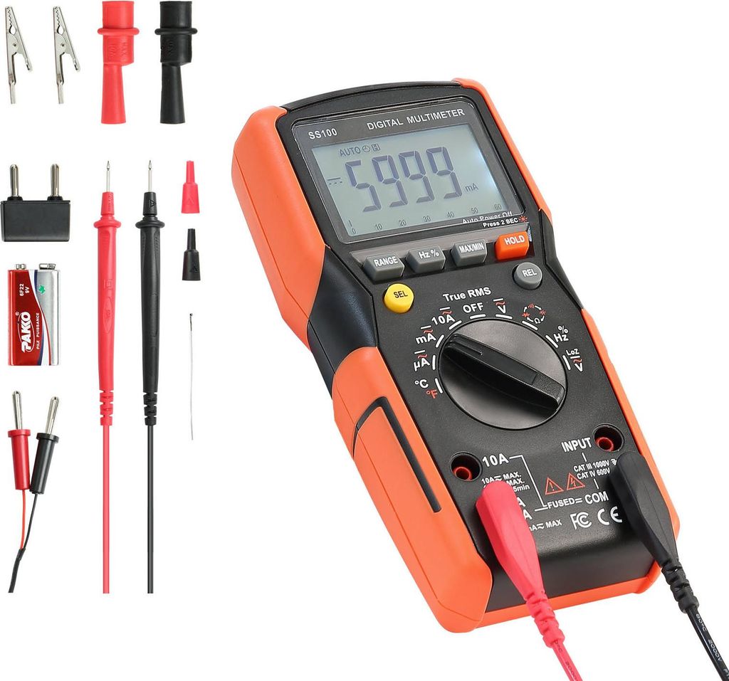 SucceBuy Digitalmultimeter mit 6000 Zählwerten, TRMS DC/AC-Voltmeter und Stromtester, automatische Bereichswahl für Messungen von Spannung, Strom...