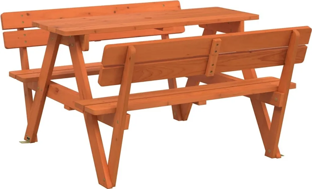 Table de jardin pour enfants avec bancs intégrés en bois naturel