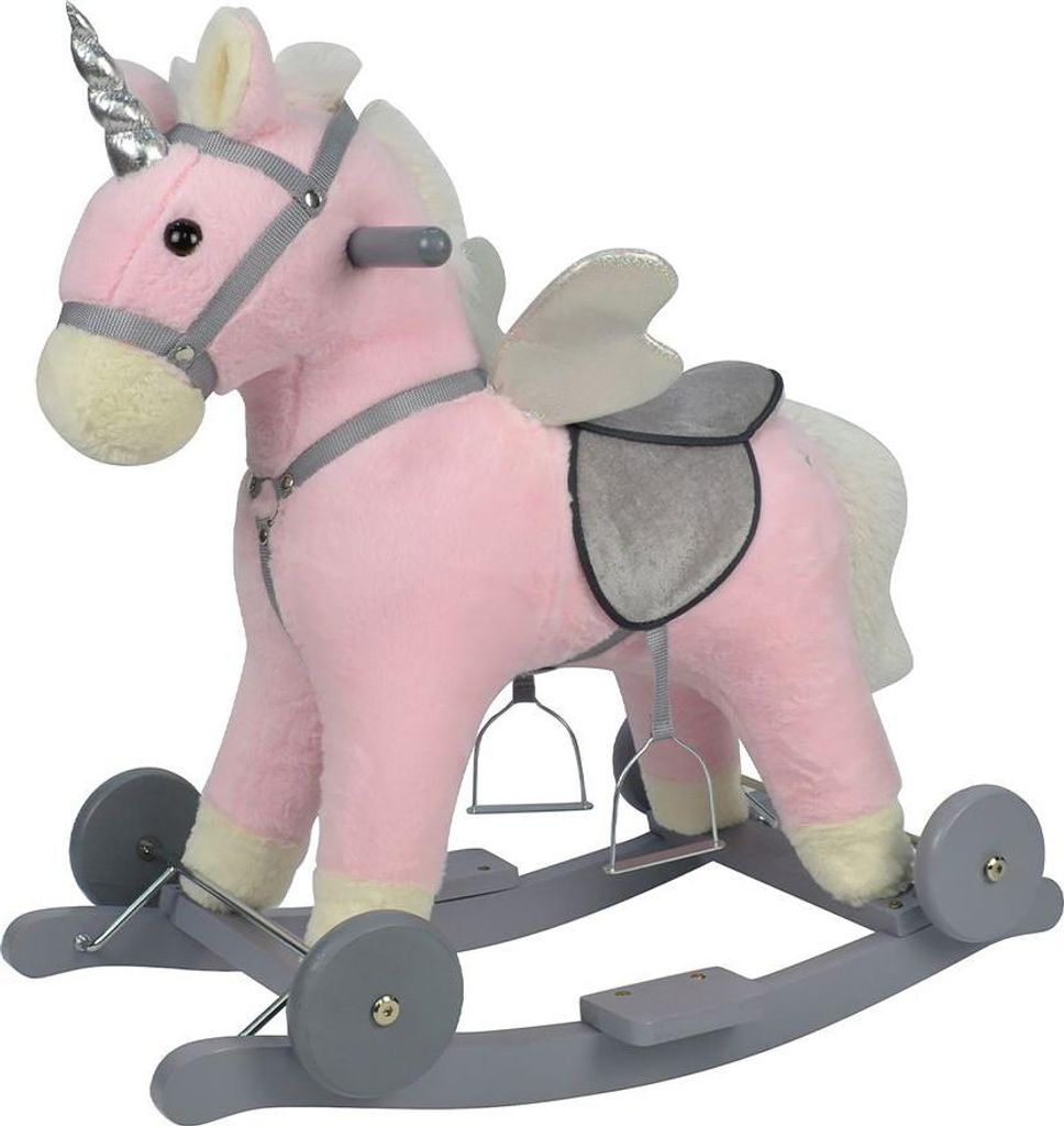 Chipolino Schaukeltier Einhorn Sound Rder Holz Steigbgel sattelfrmiger Sitz rosa