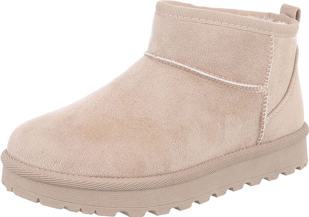 Ital-Design Damen Stiefeletten Plateaustiefeletten Flache Stiefeletten Warm gefüttert Wildlederoptik Snowboots 87451990 Beige Gr. 38