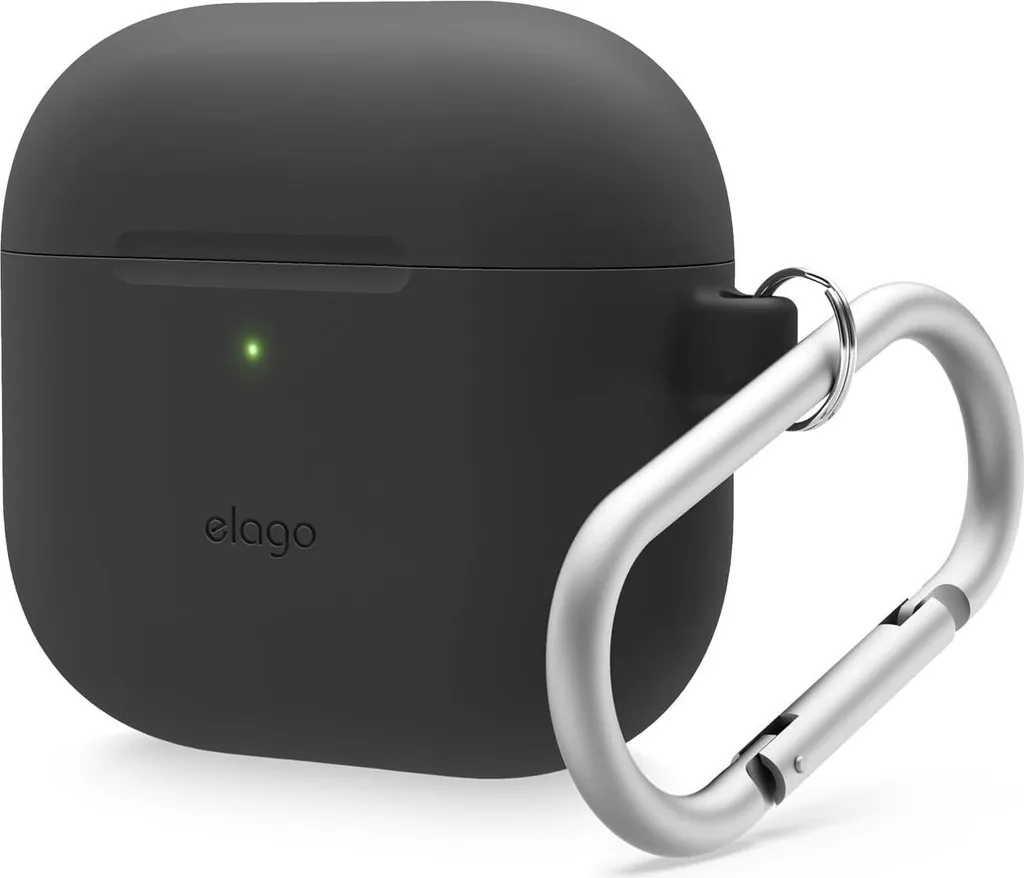 Custodia Elago AirPods 4 Nero: Protezione Silicone con Moschettone