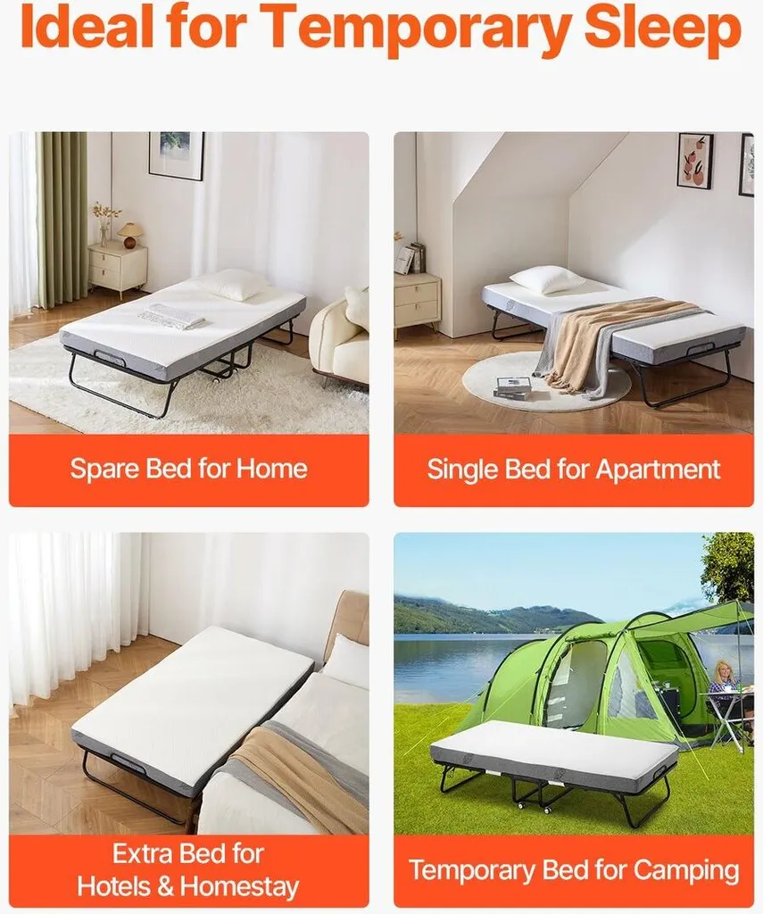 Lit pliant invité avec matelas épais pour solution de couchage gain