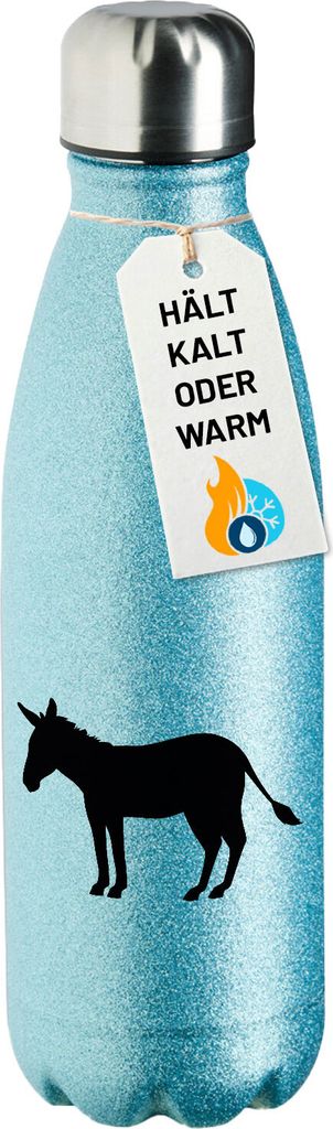 Huuraa Trinkflasche Esel Silhouette 500ml Blue Edelstahl Wasserflasche Trinkflasche Geschenkidee