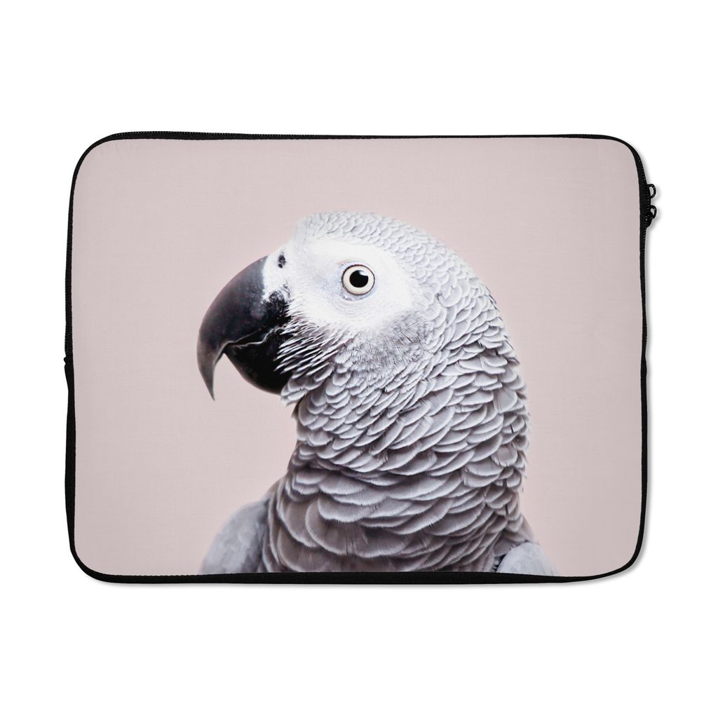 MuchoWow Laptop Hülle 17 Zoll Laptoptasche Papagei - Grau - Tiere - Natur - Zipper - Schutzabdeckung