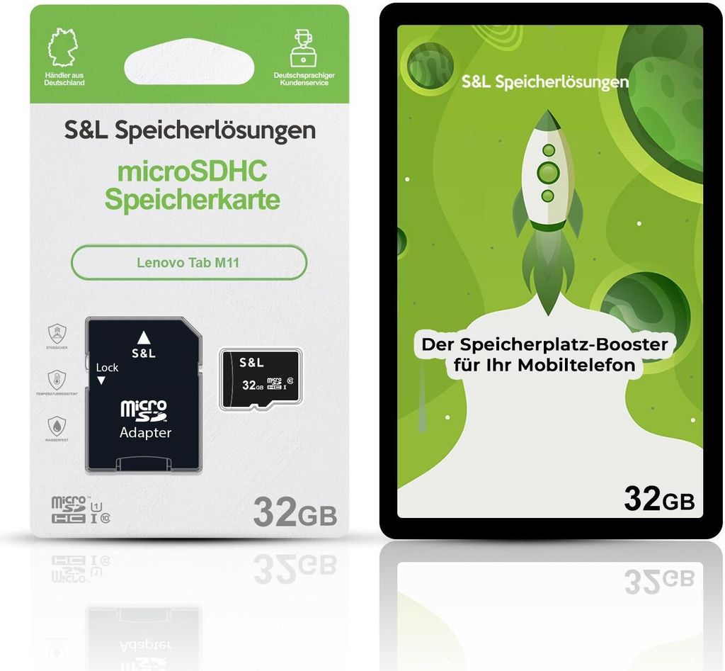 microSD Speicherkarte S&L für Lenovo Tab M11 - Speicherkapazität: 32 GB