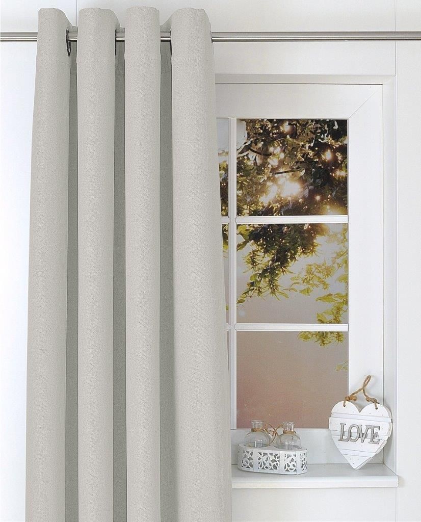 Vorhang Verdunkelung Ösenschal Thermo Dimout weiss/grau - Höhe 140 x 245 cm