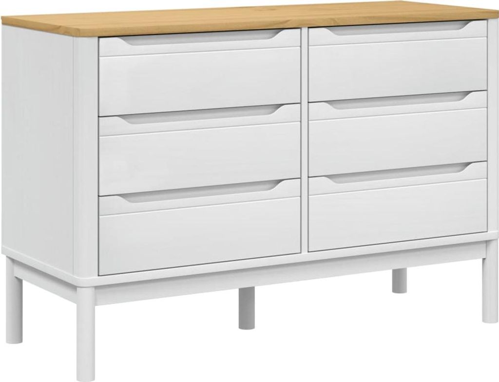 vidaXL Kommode FLORO Weiß Massivholz Kiefer