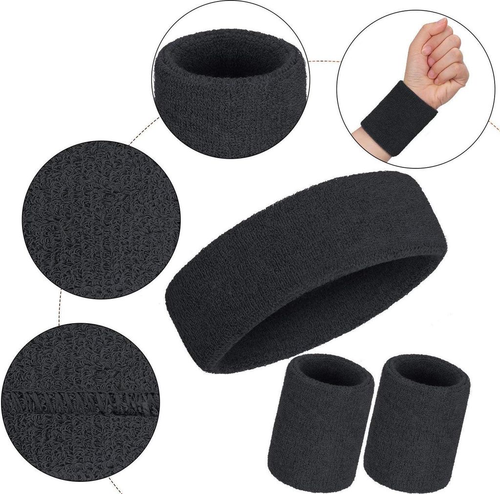 Schweißbänder Handgelenk Schweißbänder Stirnband Set Sport Wristbands Headbands 3 Stück,Sport Schweißband Armband Stirnbänder für Fußball ...