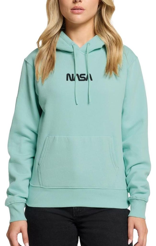 Spreadshirt NASA Logo Schwarz Stick Damen Premium Hoodie, S, Mint
