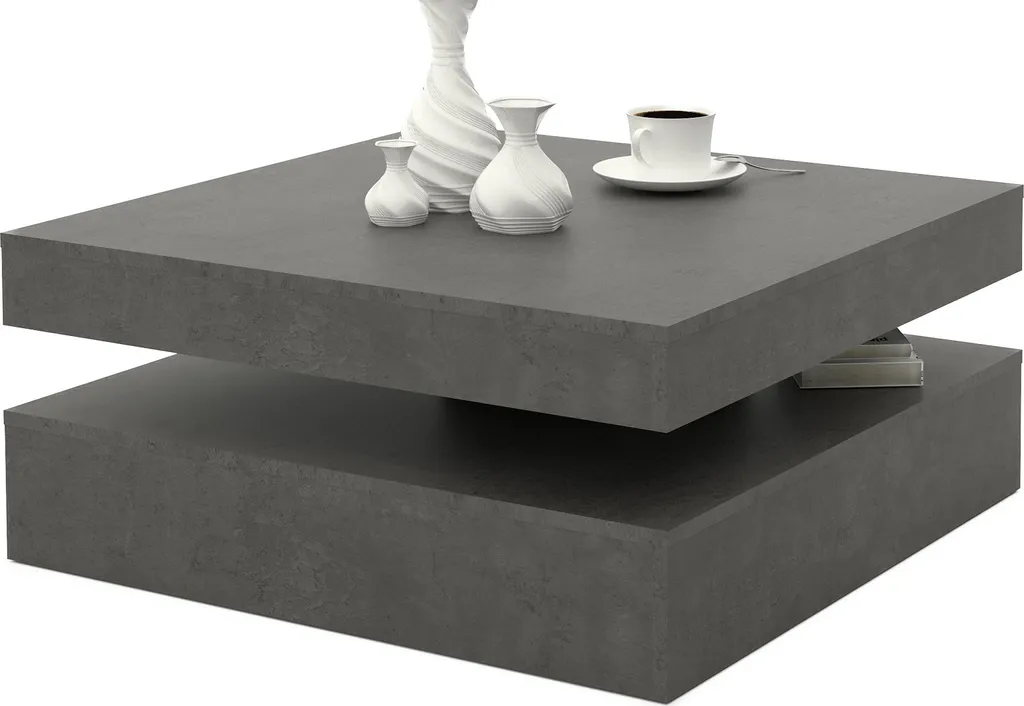 Table basse Coimbra aspect béton gris foncé 93x34x78 cm design moderne