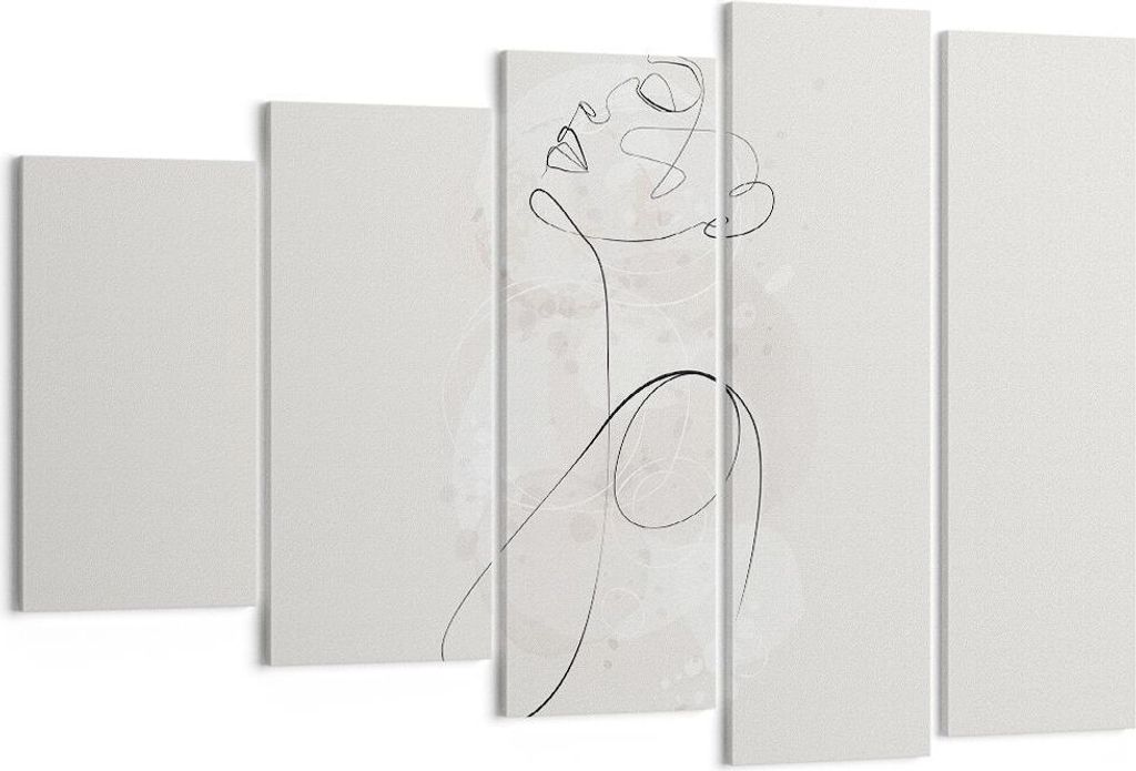 Bild auf Leinwand - Leinwandbild - 5 Teile - Frau eins Linie - 150x100cm - Wand Bild - Wanddeko - Wandbilder - Leinwanddruck - Bilder - Wanddekorat...