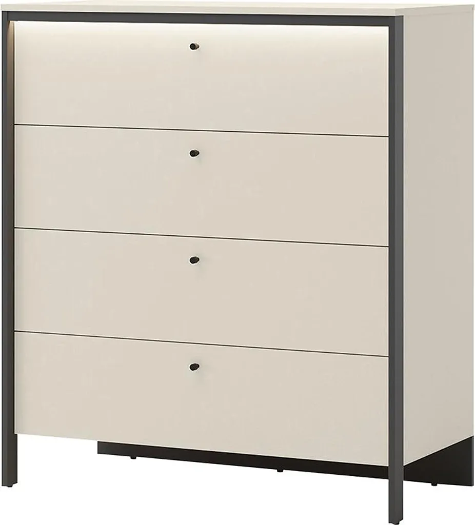 Commode beige Kimi 4 tiroirs et LED : design moderne et fonctionnel