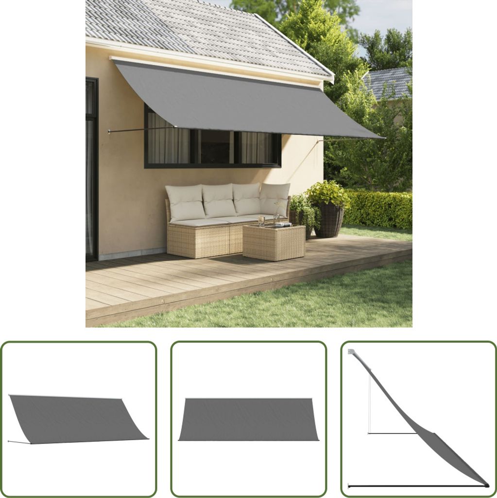 The Living Store Markise Einziehbar Anthrazit 350x150 cm Stoff und Stahl