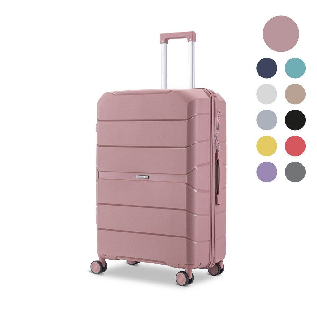 SKYCASES Urban Adventurer Handgepäck Koffer – Reisekoffer mit Hartschale – 44 L – 4 Doppelrollen – Zahlenschloss – Rosa