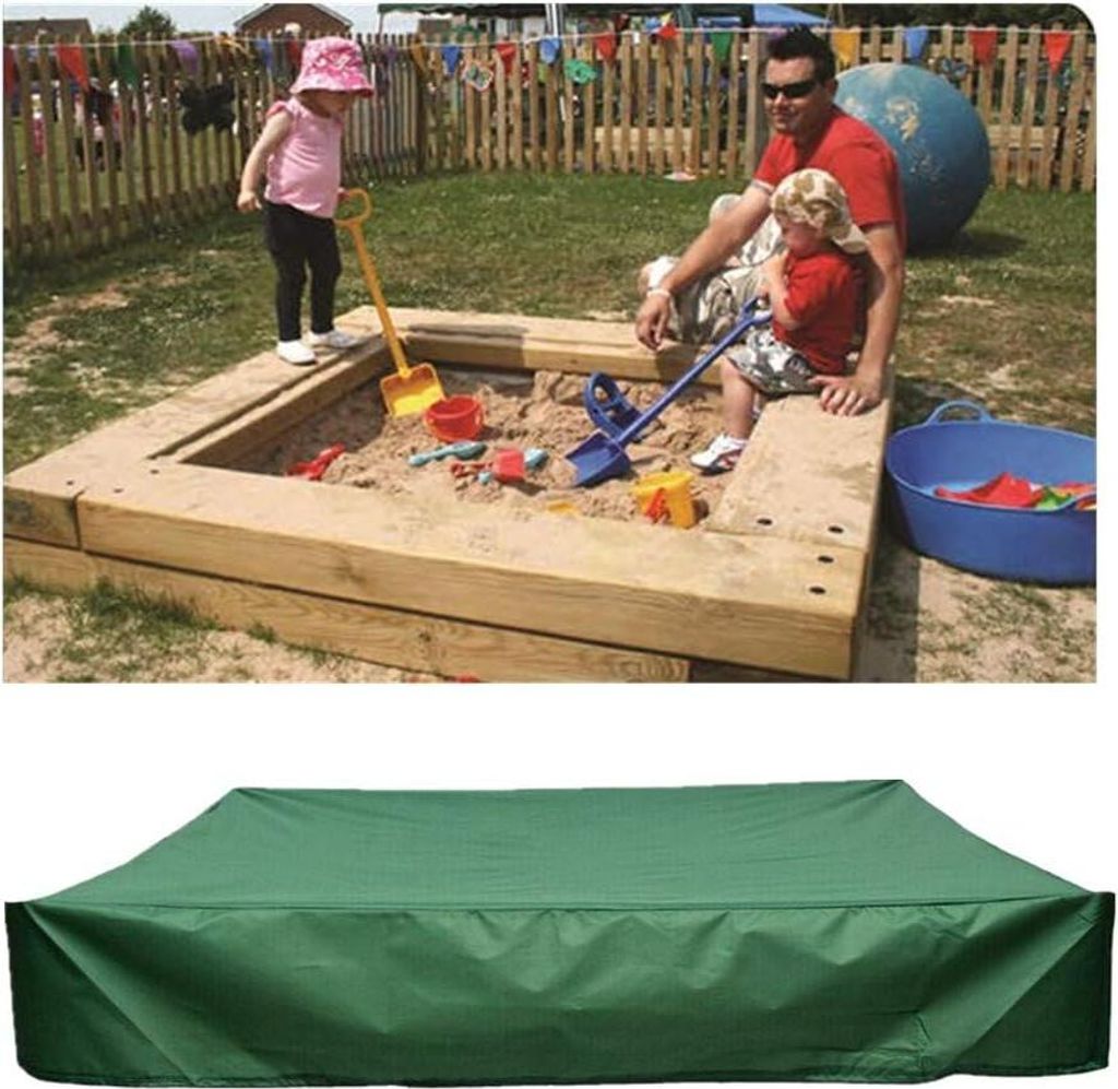 Sandkastenabdeckung 150x150cm Abdeckplane für Sandkasten mit Kordelzug wasserdicht Sandkasten Strand Garten - Grün