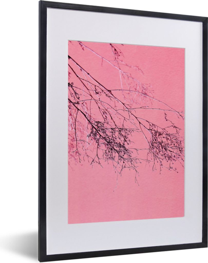 MuchoWow Gerahmtes Poster Blumen - Zweige - Sommer 30x40 cm - Poster mit Schwarzem Bilderrahmen Wandposter Rahmen Foto Bilder - Wandposter Schlaf...