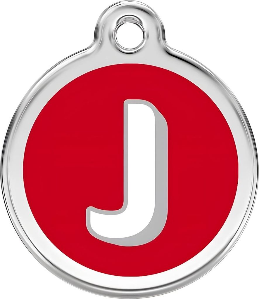 RedDingo Hundemarke mit individueller Gravur Buchstabe J rot, Größe: S