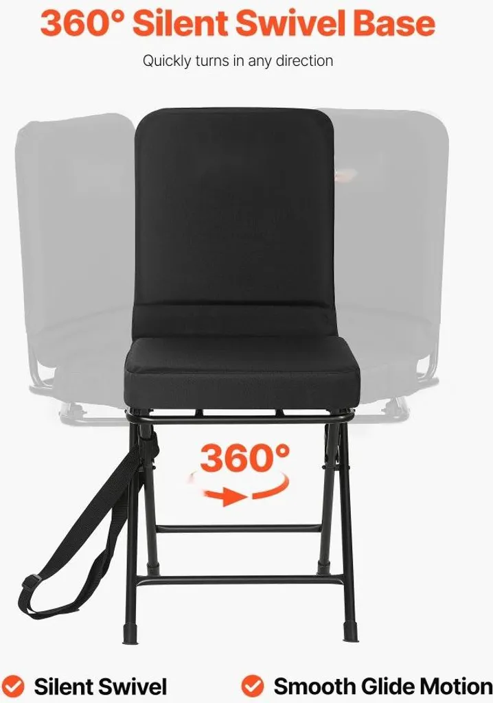 Siège de pêcheur pivotant et pliable - Fauteuil de camping avec dossier - 3