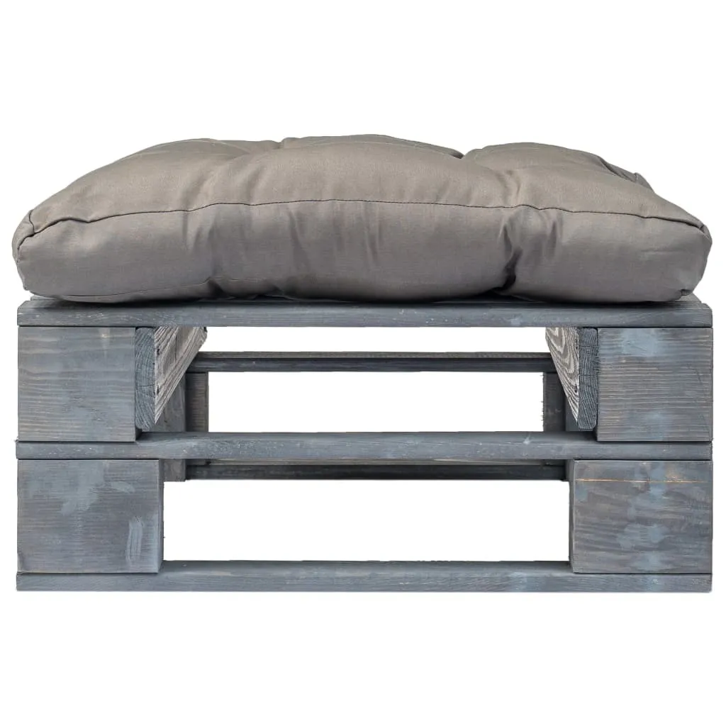 Pouf in Legno di Pallet Grigio Eco-Friendly | Cuscino Outdoor