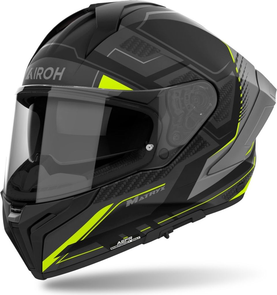 Integralhelm Schutzhelm Crosshelm AIROH MATRYX ROCKET Schwarz Gelb Größe S
