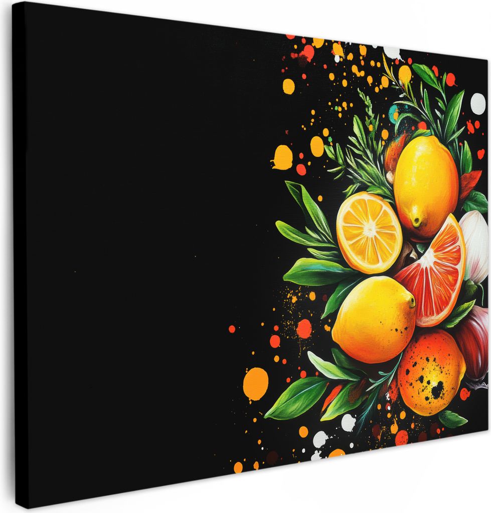 Leinwand Bilder 40x30 cm - Graffiti - Obst, Wandbilder, Wanddeko Wohnzimmer, Bild