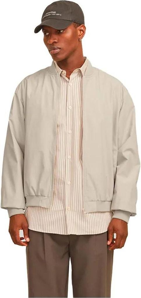 Jack & Jones 12268608_123_L, Bomber, Uni, Erwachsener, Reißverschluss, Polyester, Beige
