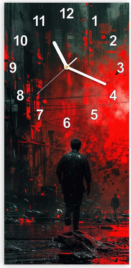 Wanduhr aus Glas mit Motiv Verlassene Strasse- 30 x 60 cm - inkl. Aufhängesystem