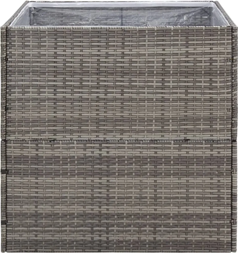 Pot de fleurs géant 80cm Gris Poly rotin avec structure en acier - 4