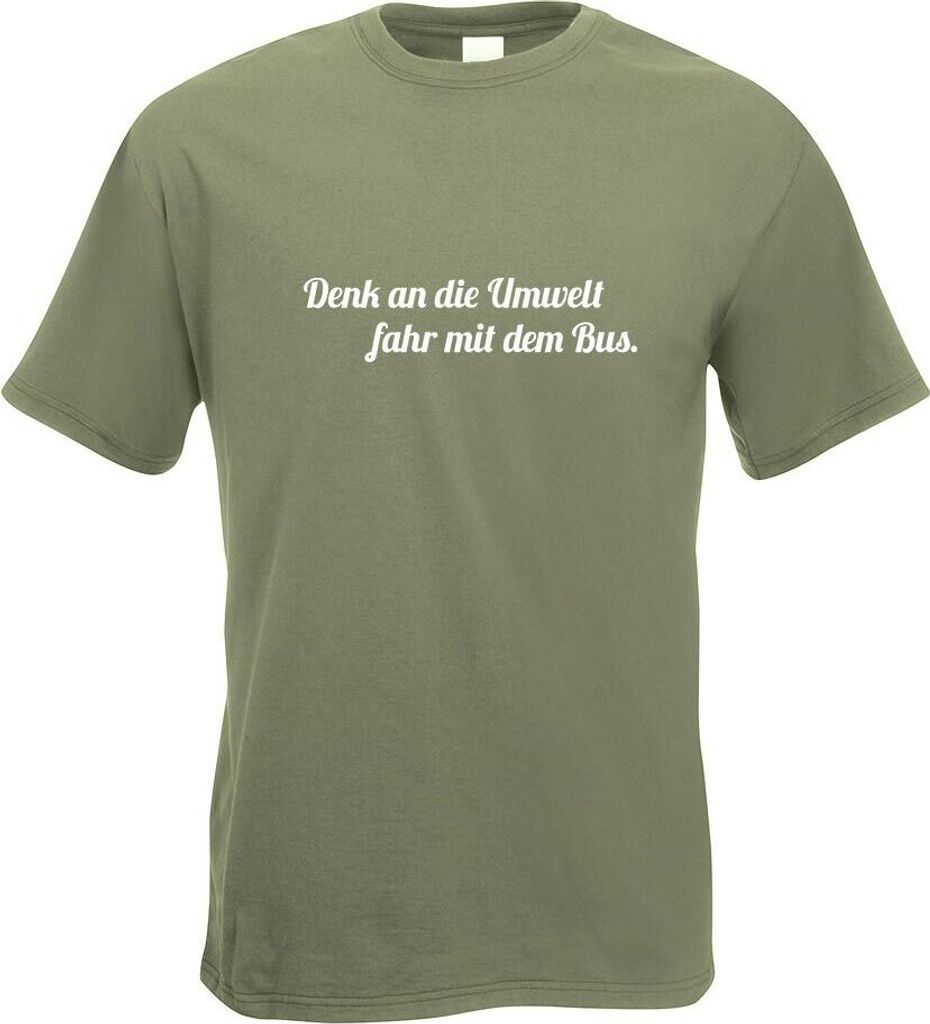 Kiwistar - T-Shirt - Olive - Denk an die Umwelt Motiv Bedruckt Funshirt Design Print - mit Motiv Bedruckt - Funshirt Design - Sport - Freizeit - He...