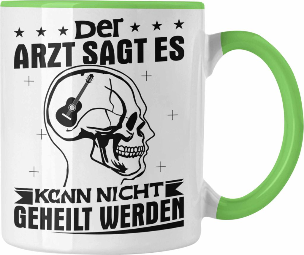 Trendation - Gitarrenspieler Tasse Geschenk Gitarre Geschenkidee Spruch Kaffee-Becher fürr Gitarrist Der Arzt Sagt Es Kann Nicht Geheilt Werden (G...