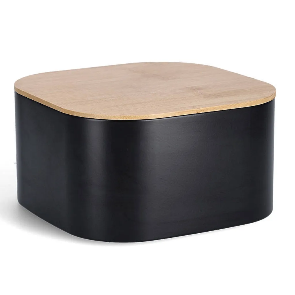 Cestino Pane Eco-Friendly Metallo e Bambù 26,5cm | Stile Country Nero