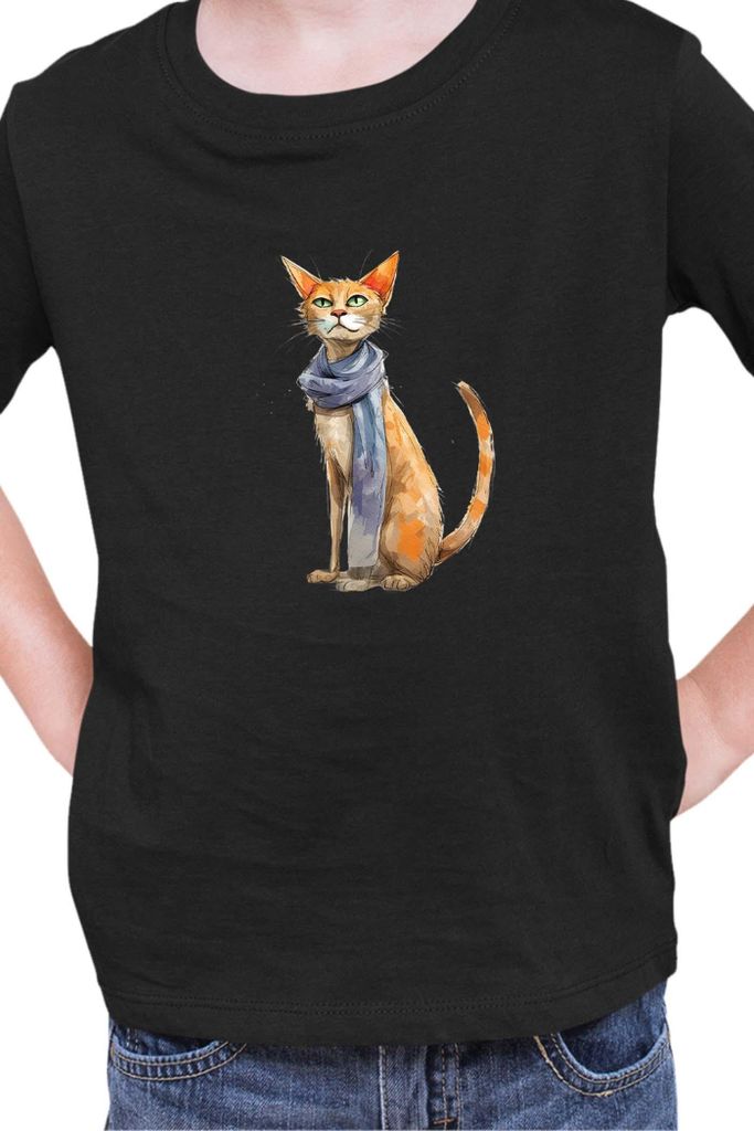 Kinder T-Shirt Funny Cats Breeds Javanese Cat 023, 3-4 Jahr - 104 / Schwarz