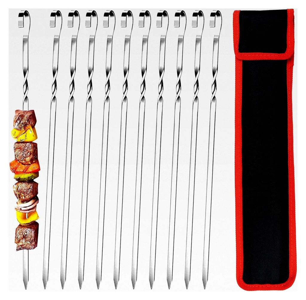 20 Edelstahl Grillspieße 40cm für BBQ und Schaschlik mit Nylontasche