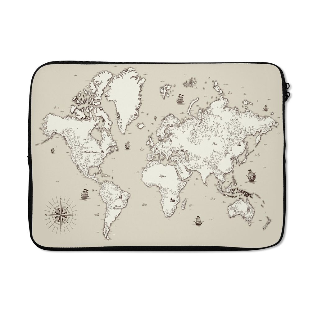 MuchoWow® Laptop Hülle 14 ZollWeltkarte - Vintage - Antik Produktbild 