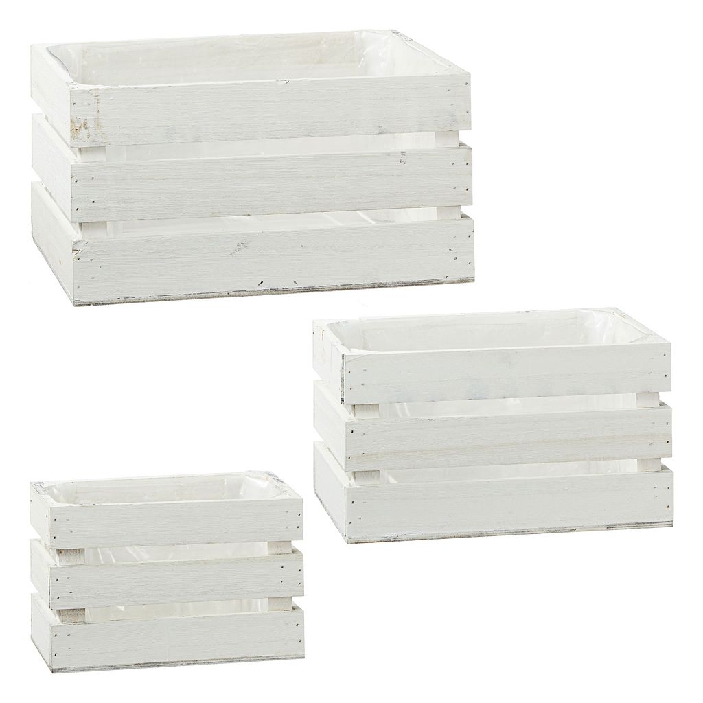 3x Kisten aus Holz in weiß im Vintage Look