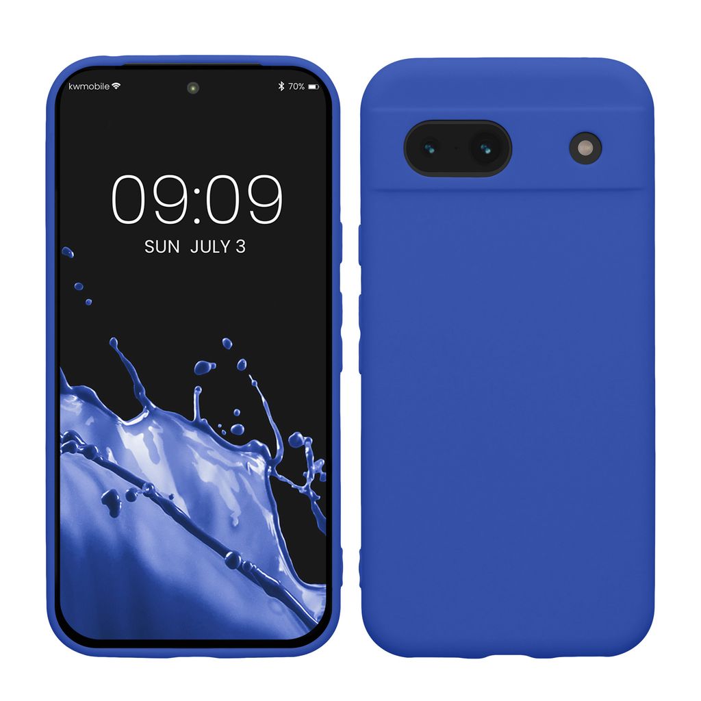 kwmobile Handyhülle kompatibel mit Google Pixel 8a Hülle - Handy Case aus weichem Silikon in Baltik Blau