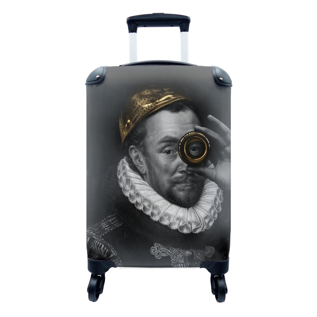 MuchoWow Koffer Handgepäck Trolley Rollkoffer Kleine Reisekoffer mit 4 Rollen - Wilhelm von Oranien - Adriaen Thomasz - Gold - Cabin Size < 55x4...