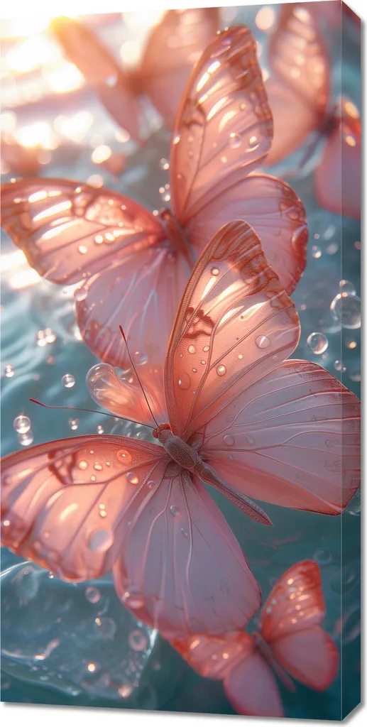 Image Papillons Lumineux Format 50x100 - Toile Déco avec Effet Brillant