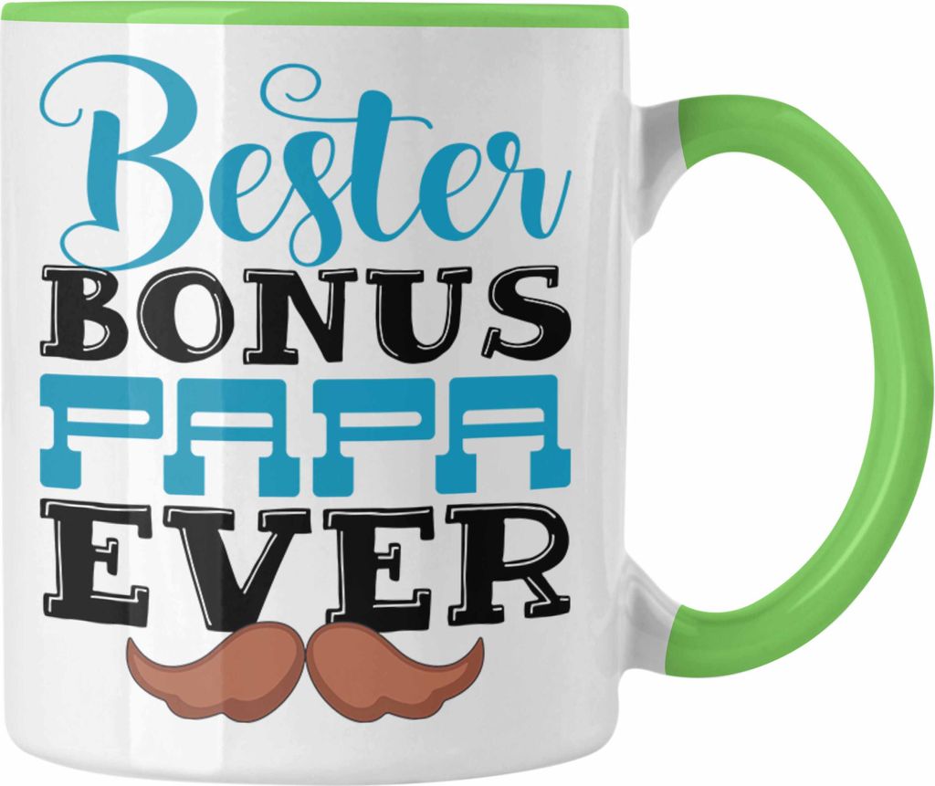 Trendation - Bester Bonus Papa Ever Tasse Lustiges Geschenk für Stiefvater Geschenkidee Vatertag (Grün)