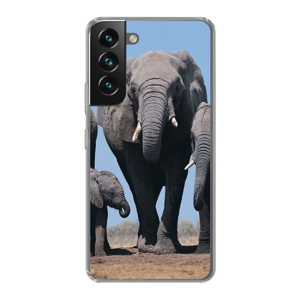 MuchoWow Handyhülle Schutzhülle Hülle für Samsung Galaxy S22 Elefant - Prärie - Tiere - Natur Silikon Softcase Handy Hülle - Mobiltelefonh...