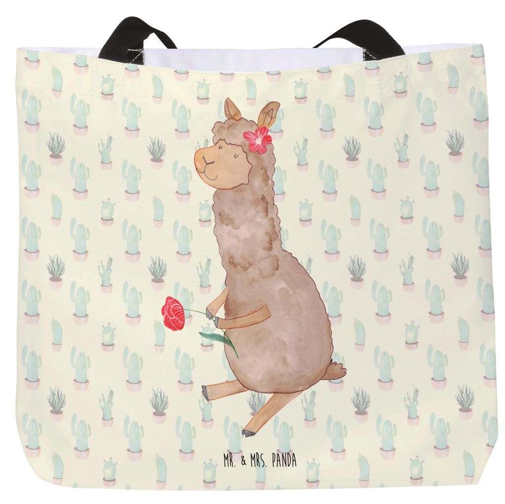 Mr. & Mrs. Panda Tote Bag Alpaka Blume - Kaktus Grün - Produktbild 