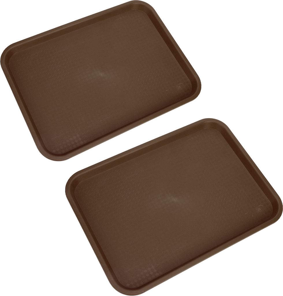 2pcs Food Tray Multifunktionale verdickt Rutschfestigkeit Chinese Fast Food Serving Tray für Dining Hall Restaurants (Kaffee)