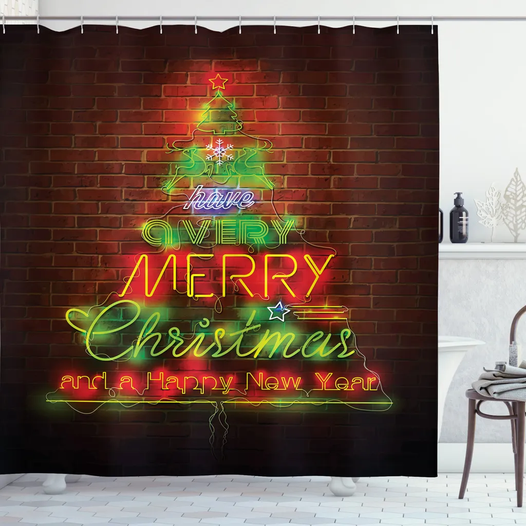Rideau de douche extra long décoration Noël pour baignoire et douche XXL