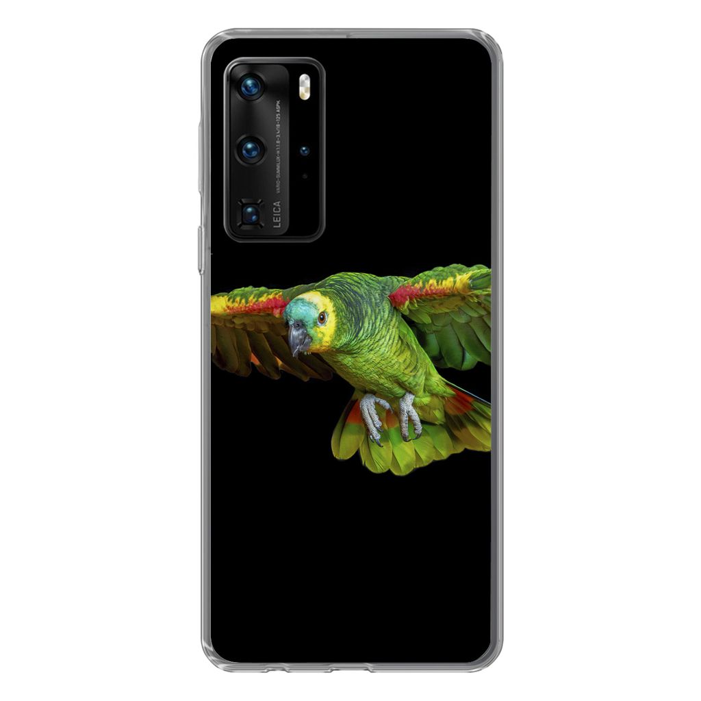 MuchoWow Handyhülle Schutzhülle Hülle für Huawei P40 Pro Papagei - Vogel - Federn Silikon Softcase Handy Hülle - Schutz
